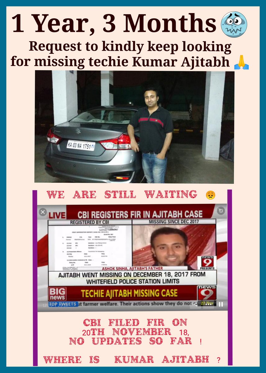 PragyaS18122017's tweet image. 1 year 3 Months Gonnnn, but investigation is still Onnnn ? 
#SaveKumarAjitabh 
#FindAjitabh 
@NEWS9TWEETS