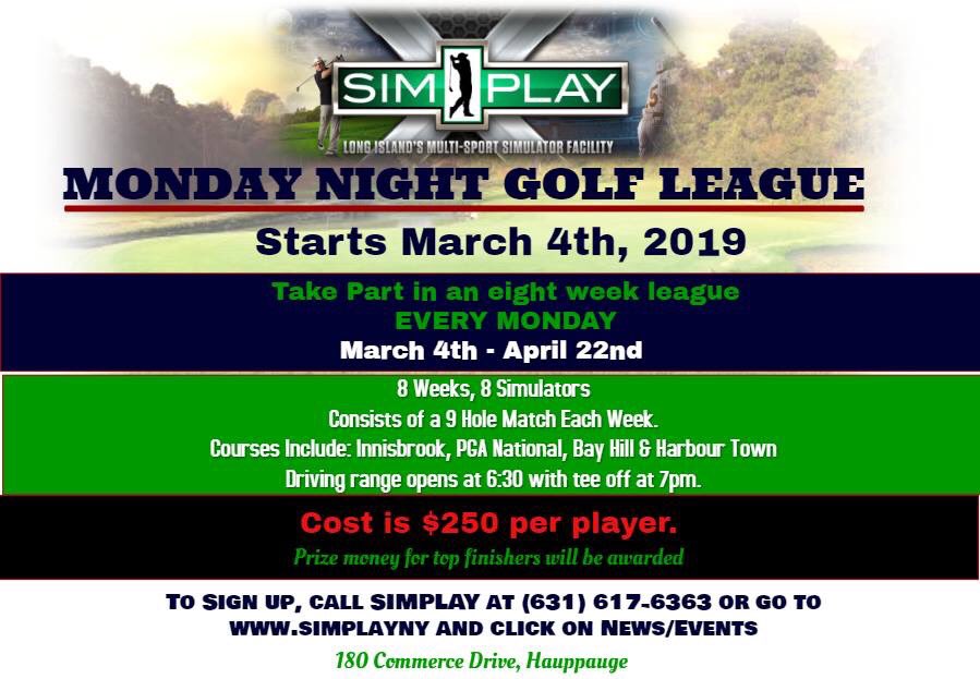 SimplayNY's tweet photo. Not too late to join The Monday Night Golf League!  #mondaynightgolfleague #Simplay #golfleague #golfleaguenight #practiceyourswing #playyourgame #golfisgreat #golfisgreat #golfswing #golfislife #golfisfun #indoorgolf #golfsimulator https://t.co/UZlqAaTor3
