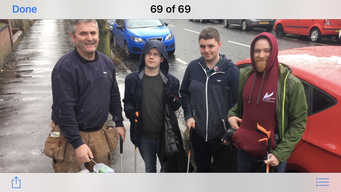 DeclanBoyle's tweet photo. Out doing a little cleaning up this morning in the Holyland when I met Reps from Queens Catholic Chaplaincy doing the same.Can I thank the PSNI and BCC for their good work and effort yesterday in the Holyland. @belfastcc @PoliceServiceNI https://t.co/sJzUBnx2mJ