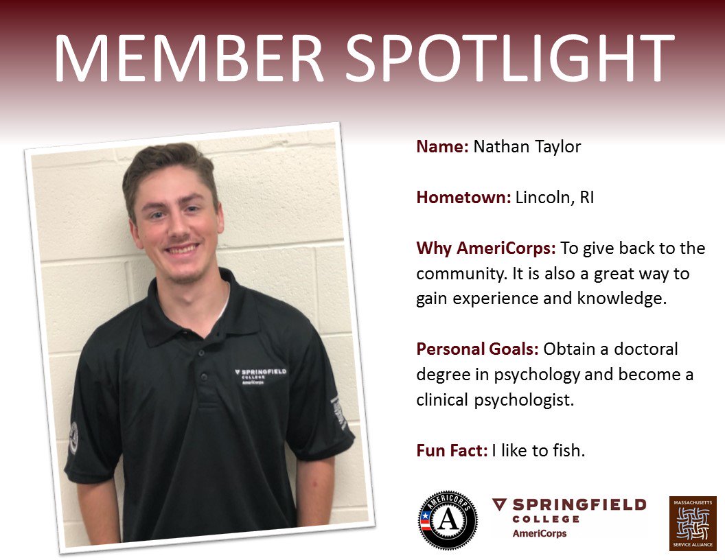 SCAmeriCorps's tweet photo. Check out our Member Spotlight of the week! #MassService #SpringfieldCollegeInclusionandCommunityEngagement https://t.co/JOhL72Pr6n