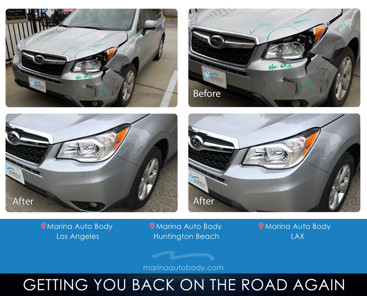 Marina_AutoBody's tweet photo. Makeover Monday! Check out this amazing before and after. If you are in need of collision repair, contact us today.  #makeovermonday #california #losangeles #lax #huntingtonbeach #happycustomer #autorepair #autobodyrepair #collisiontransformation #subaru #autocollisionrepair https://t.co/Zg1mG6F2ua