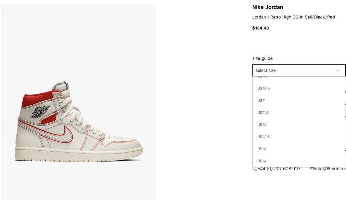 Air Jordan 1 Size Chart