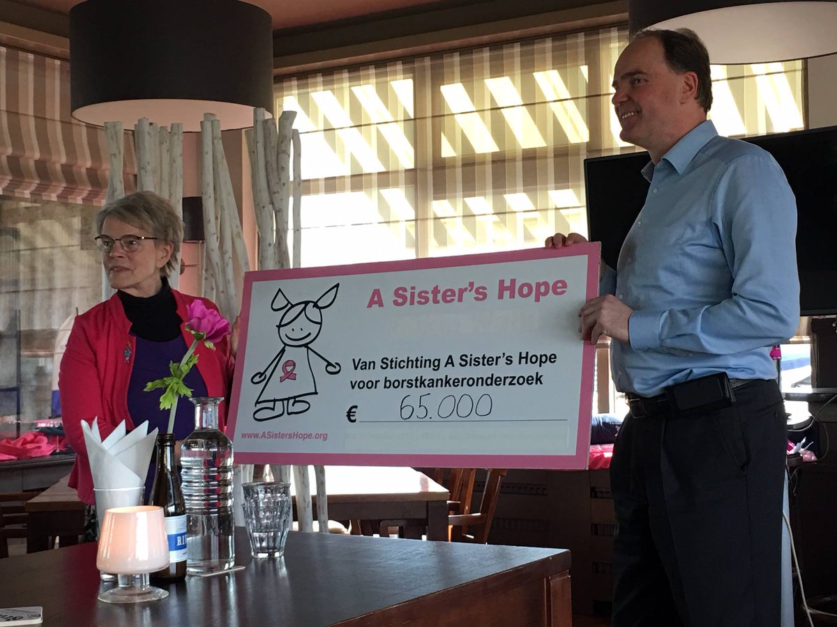 ASistersHope's tweet image. 65.000 euro voor UMC-@UMCUtrecht borstkankeronderzoeker en "KICKOFF 2019" van A Sister's Hope acties!