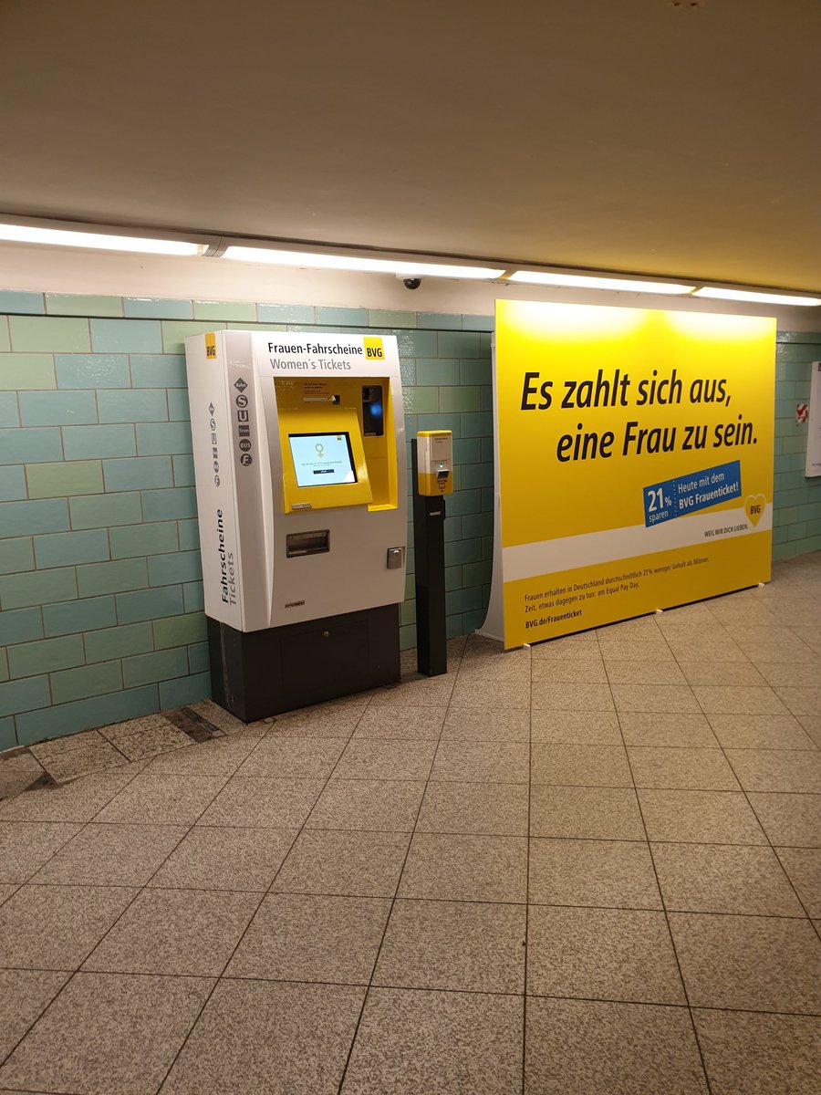 madwin_realiser's tweet photo. The #Frauenticket machine for @BVG seems to be working quite well. Good stuff! https://t.co/vxkMJY3OnA