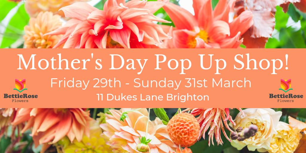 Come on down to the pop up #FlowerShop I'll be running from 29th - 31st March in #DukesLane #Brighton We'll be running #bouquet #workshops over the weekend too! Get your tickets before they're gone! bettierose.co.uk/mothers-day-po… #BrightonEvents #MothersDay