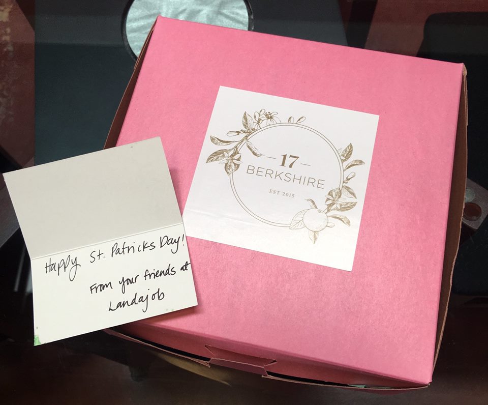 "Thanks to our friends at LandaJob for the St. Patrick's Day macarons from 17Berkshire! We hope everyone has a fun and safe #StPatricksDay☘️ weekend!" @ODENmemphis