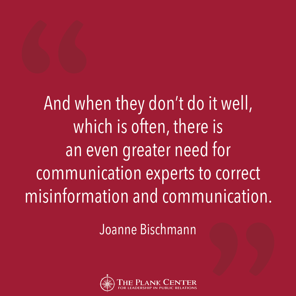 PlankCenterPR's tweet photo. #PlankBoard member Joanne Bischmann explains the importance of communicating well and why #publicrelations pros are needed. More in this interview: https://t.co/mi8p8497MB https://t.co/kNzGzrD4jI