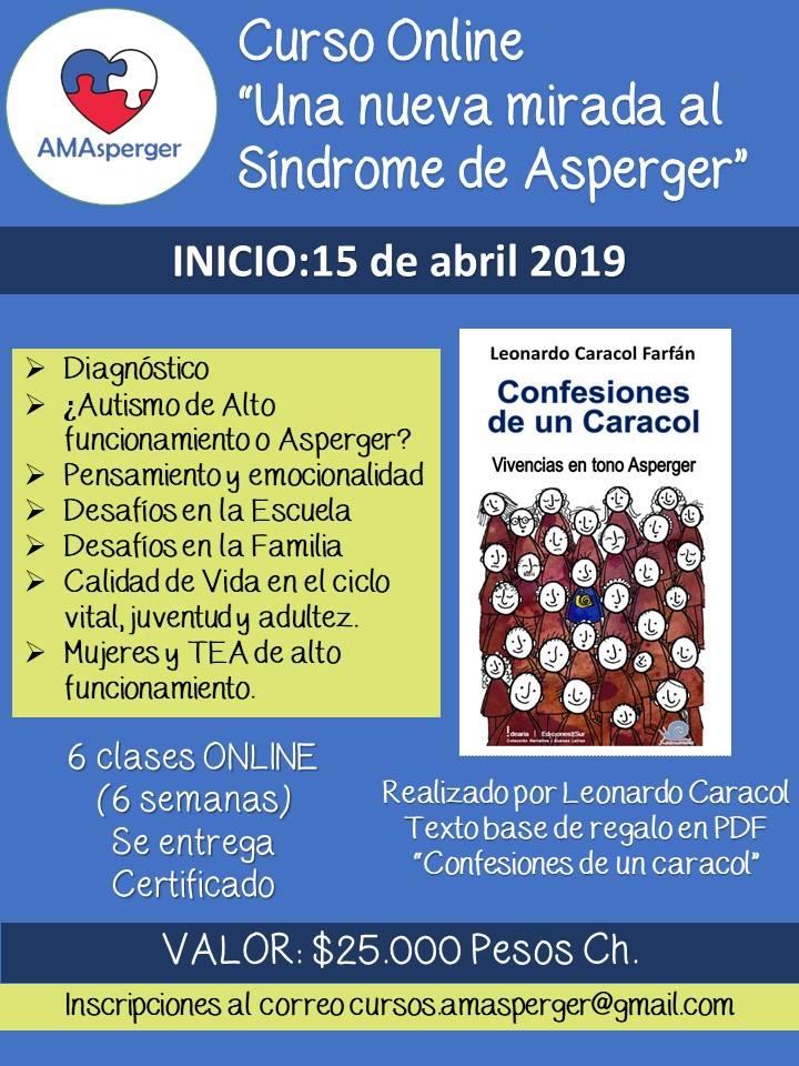 info_tea's tweet photo. Nuevo curso Online, centrado en Síndrome de Asperger, texto guía Confesiones de un caracol (se entrega en PDF a los matriculados) Inicio:15 de abril , valor es de $25.000 pesos chilenos ($750 pesos mexicanos, 40 dólares) inscripciones en cursos.amasperger@gmail.com @LeoCaracol https://t.co/aM60aWRHvG