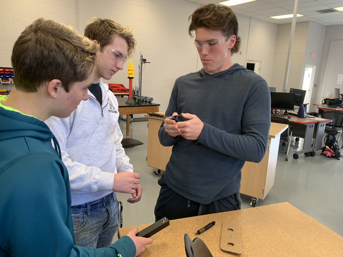 nxt_lvl_tech's tweet photo. Students continuing to work on a prototype for the shocks on the Hover Chair. Almost time to install the real ones! #hoverchair #STEM #CTEforNC @DefinedSTEM @MrBates14 @brinkleyrowan @pirate_shane @a_p_johnson https://t.co/Ai03rXruat