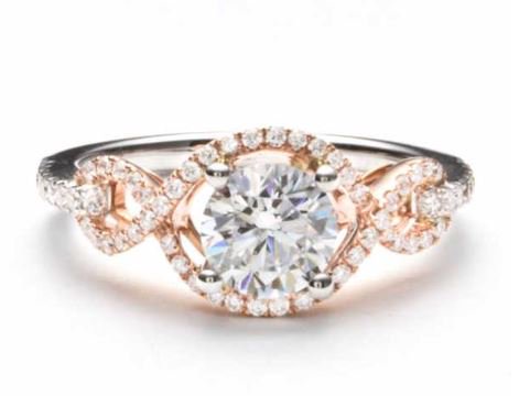 D_CJeweler's tweet photo. This 18k rose &amp; white gold diamond engagement ring mounting is set with .27 ctw round brilliant cut diamonds. This mounting will hold a round brilliant cut center diamond. The price listed is for the mounting only &amp; does not include center diamond. #DCopperField #Jeweler #MN https://t.co/SGxPga7Ykn
