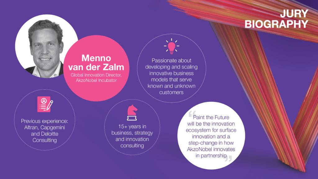 AkzoNobel's tweet photo. Naturally our Global Innovation Director at the AkzoNobel Incubator takes a spot on our @letspaintfuture jury! Good thing nothing gets Menno van der Zalm going like innovation partnerships. https://t.co/hm2UDpMGm1 #PaintTheFuture https://t.co/r5z8E01EVP