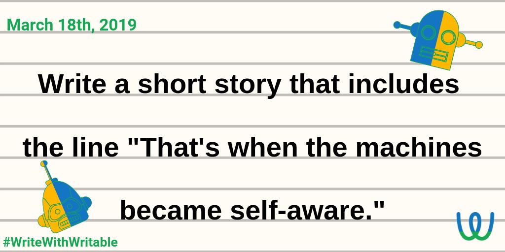 getwritable's tweet photo. Check out Writable's prompt of the week! We hope you’ll show off the awesome work you or your students create with the hashtag #WriteWithWritable. For more #WritingPrompts check out our app or blog https://t.co/FdK1hILOb5 #TeachingStrategies #AmWriting #MondayMotivation #ELA https://t.co/CQ8V7W91jQ