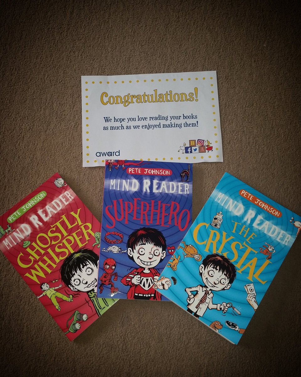 When you win the Mindreader Competition with @Booktrust & recieve these 3 Books, this will put a Smile on my Boys Faces after School! 👌🤓👬📚 #encouragereading @saintoswalds