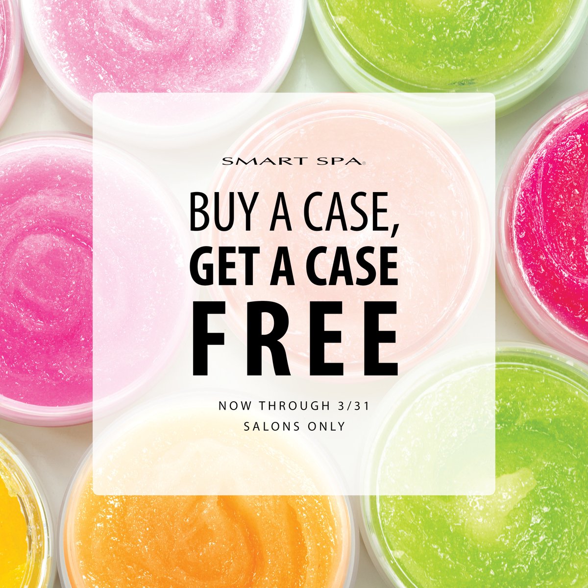 Hey Spa Pros!
Pedi season is almost here! Get the best pedi products for a one time only, Buy 1 Case, Get 1 Case Free Offer!
This is not available online, so make sure to call your Coordinator via phone
800-659-6909 x2 OR via live chat here: qticasmartspa.com
Ends 3/31/19.