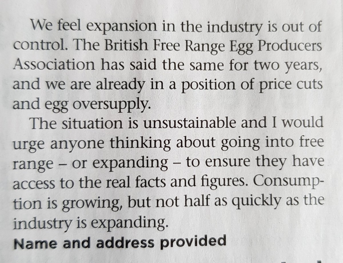 BFREPA's tweet photo. A very important letter from one of our members in this week's @FarmersWeekly - the free range egg expansion we are seeing is unsustainable https://t.co/AvYtQ6Tre0