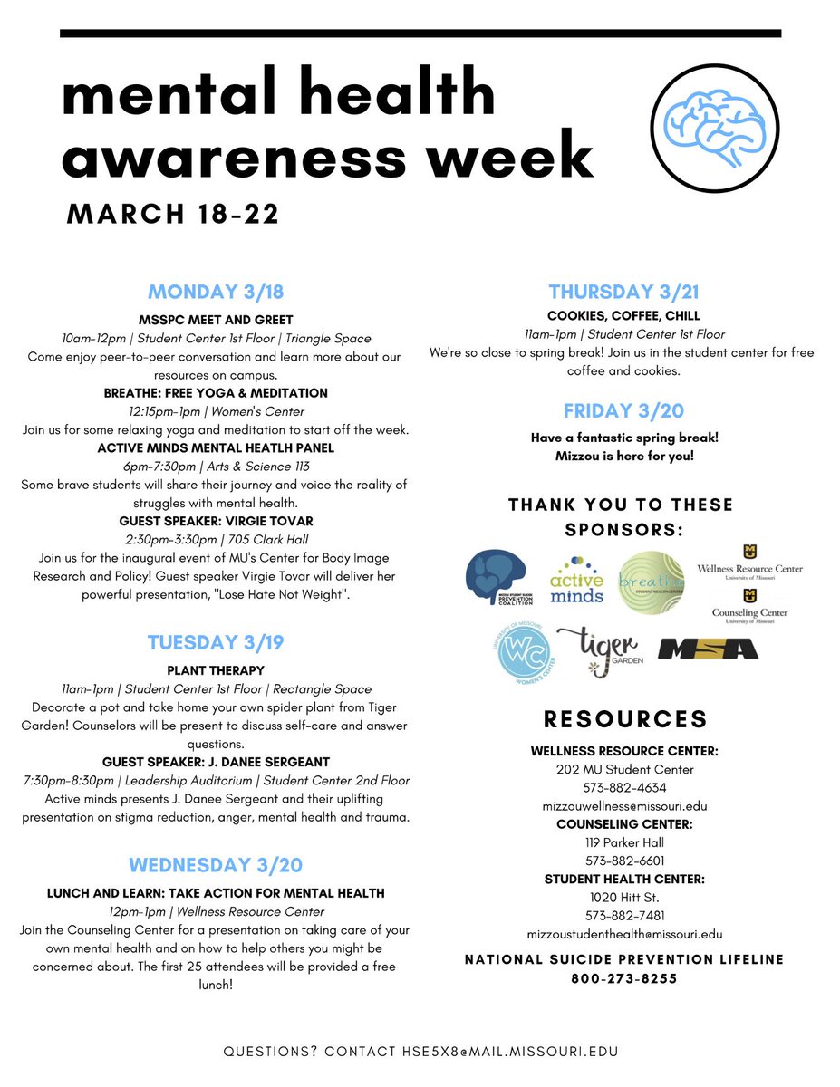 It's Mental Health Awareness Week! Take some time for yourself, take a breath, and check out all the awesome things going on: