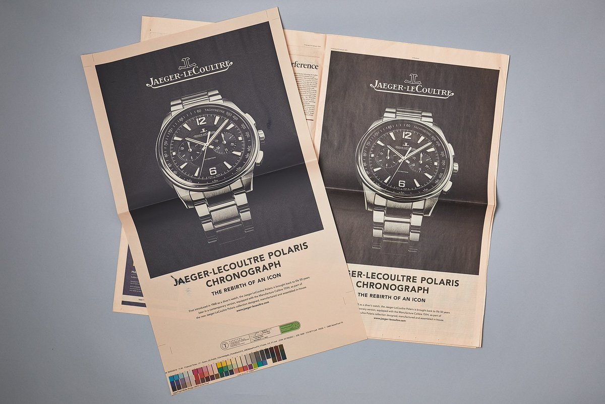 Tapestry_co_uk's tweet photo. Recent snaps of our reprography work for the Financial Times, delivering an advert for Jaeger-leCoultre. #PressAdvertising #Reprographics @FT https://t.co/TQ14NCdsbl