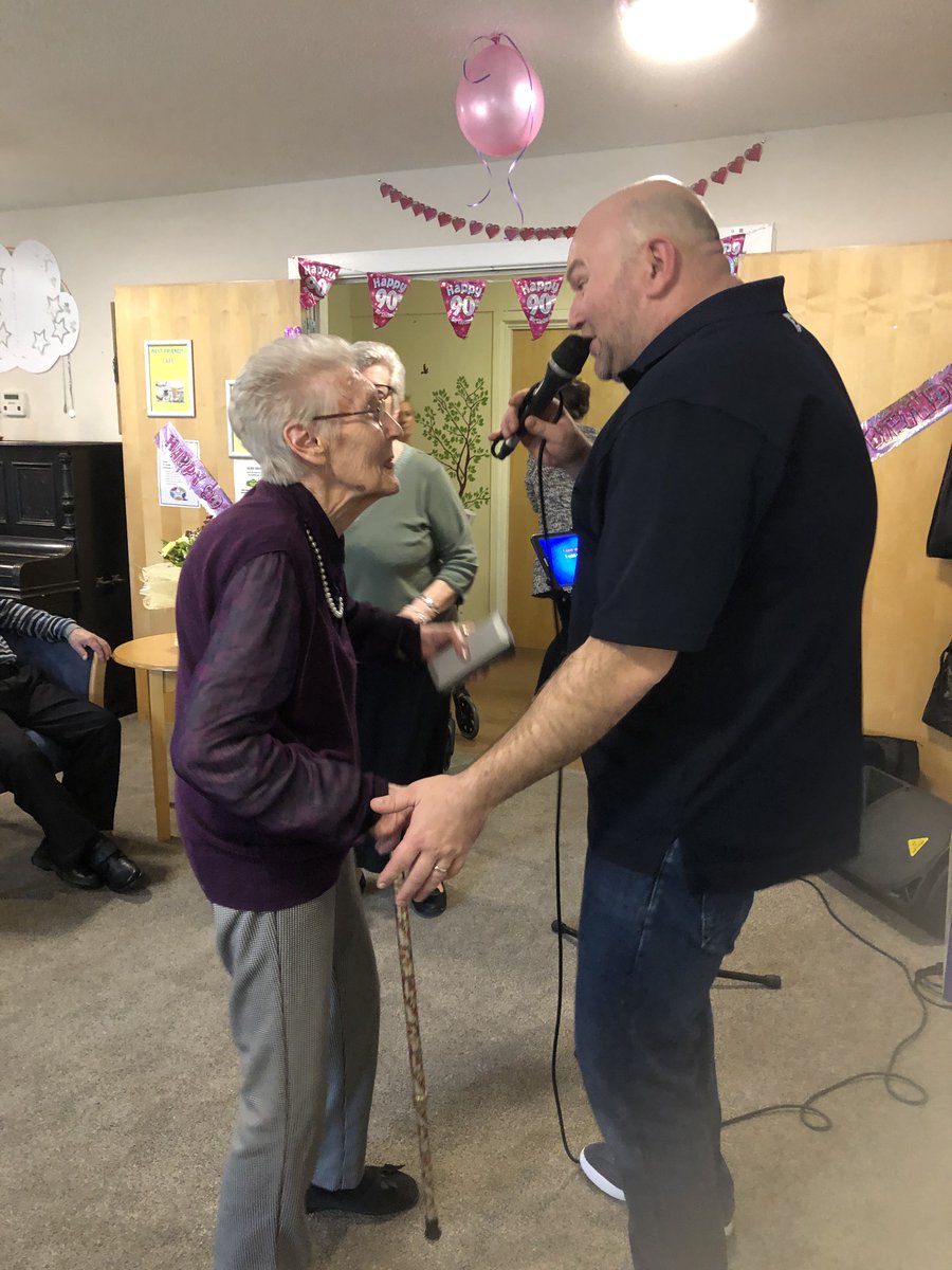 QuantumCareLtd's tweet photo. Wishing a very happy 90th birthday to Mountbatten Lodge resident! She celebrated in style with family and friends, dancing to the musical talents of Dennis Bryant and enjoying a delicious birthday cake! #quantumcare #elderlycare https://t.co/WMUQ4agALx