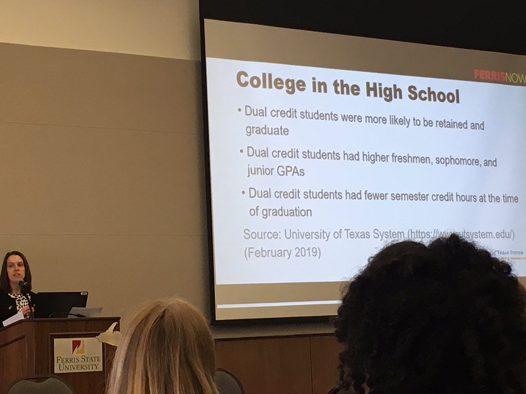 TBAISDTechTalk's tweet image. #ferrisnow2019 Research suggests that students who take college courses while in high school perform significantly better in college after graduation vs. peers who did not.