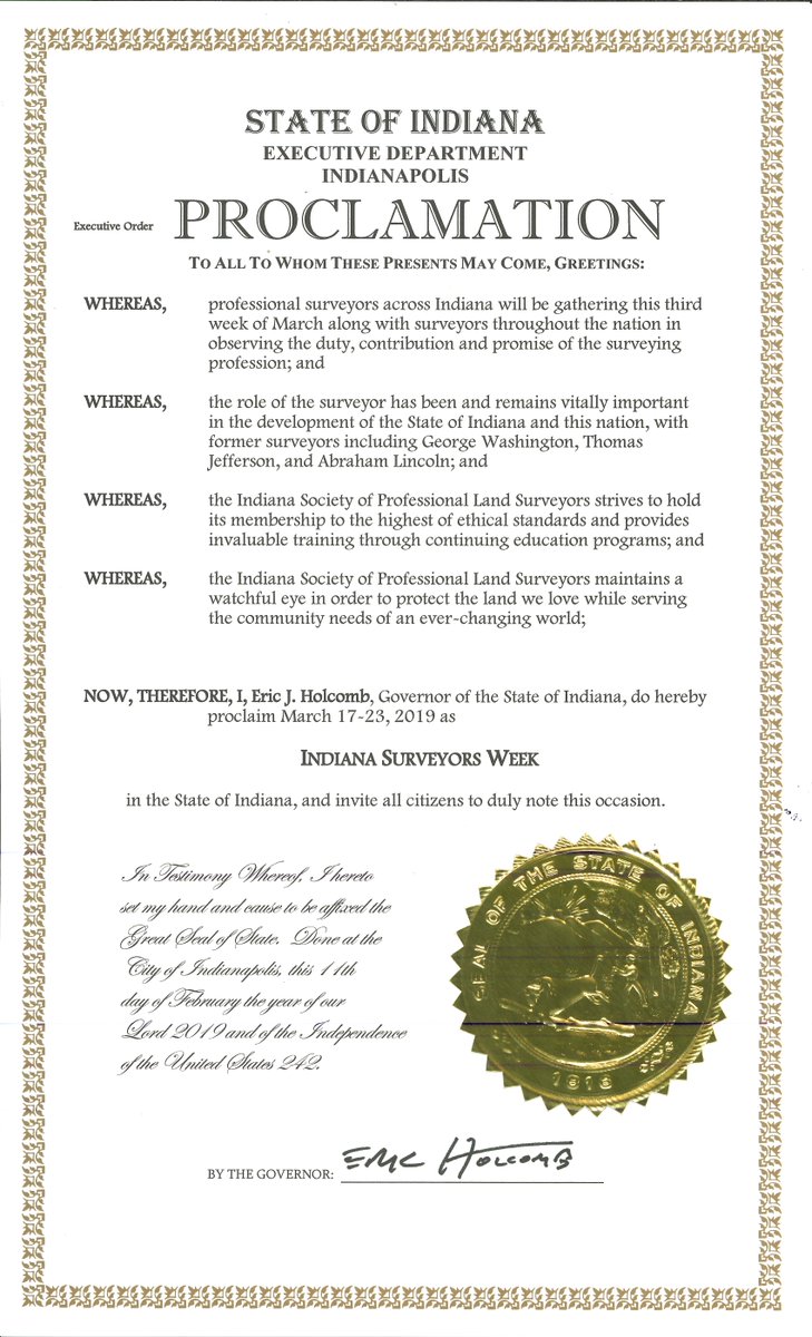 Happy #NationalSurveyorsWeek to all! @GovHolcomb has also declared this week #IndianaSurveyorsWeek - what a time to be and celebrate a surveyor!