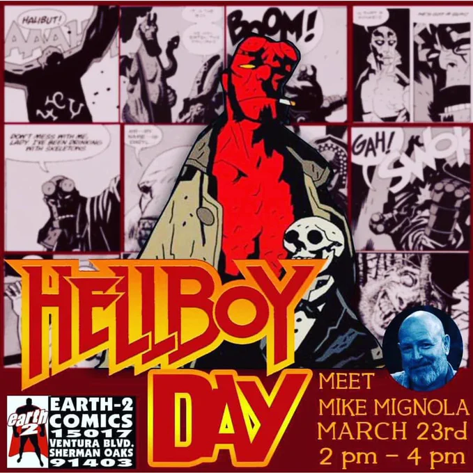 This is where I'll be on Saturday! @Earth_2_Comics #hellboy #hellboyday #25years 