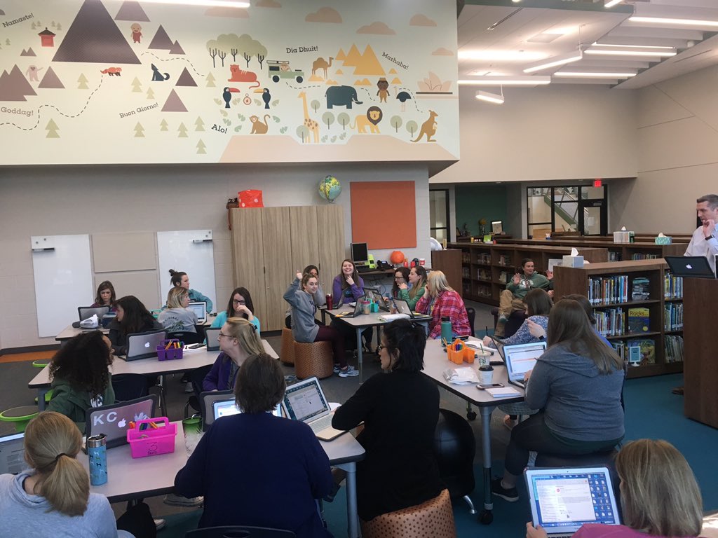 missmihelic's tweet photo. Breaking in the Library with our first staff meeting in the new building! #brookwoodlibrary #brookwoodpride #myhappyplace https://t.co/zPD3XMxmVs