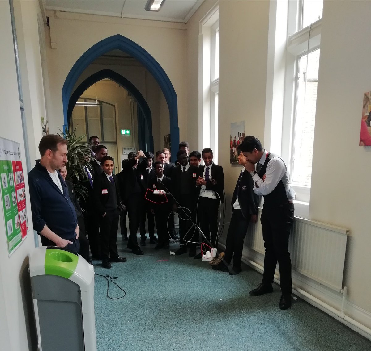 KatStegmann's tweet photo. Great meeting year 9 students from @CardinalVaughan today! Big thank you to @mediastmarys's Lee and Fallon for a great session; getting the boys thinking creativity to solve some problems! @StMarysOutreach #pre16 #outreach https://t.co/WMwhgOh617
