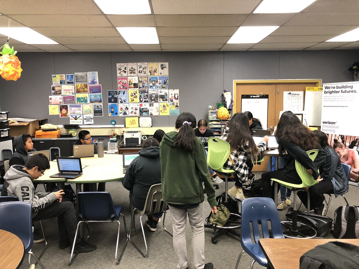 buSTEAMante's tweet photo. Practicing our podcasts and getting feedback from our peers. Our podcasts are focused on the @UN_SDG which will then become a 360 video. #alumROCKit #dpvils https://t.co/n0iJnOs28N