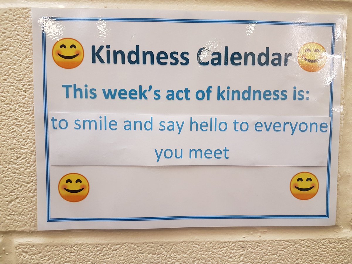 MissSmithDHT's tweet photo. The first week of our new kindness calendar! @BBusters #KindnessCostsNothing #KinderThanIsNecessary https://t.co/LrYtjisU5E