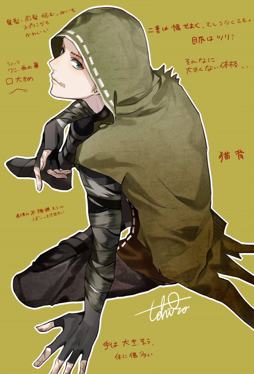 第五人格練習落書き。 医師ちゃん／傭兵くん と、描きながら残してた