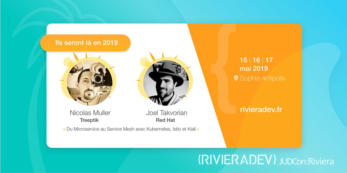 RivieraDEV's tweet photo. Nous aurons la chance d'avoir @zepouet et @jotak avec nous à #RivieraDEV #JUDCon les 15, 16 et 17 mai 2019.
🎙 Du Microservice au Service Mesh avec Kubernetes, Istio et Kiali
#devops #kubernetes #istio #microservices
#SophiaAntipolis ☀️🌴 https://t.co/yhMBeMoV1c