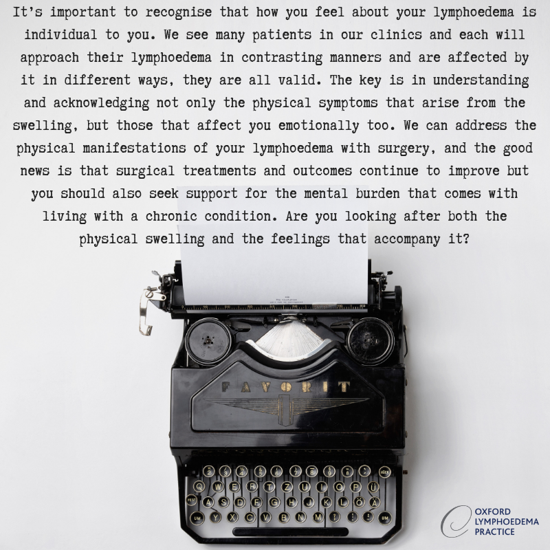 OxfordOLP's tweet image. A important reminder that you need to address both the physical symptoms of your swelling but also the emotional issues that arise from having a chronic condition. #lymphoedema
