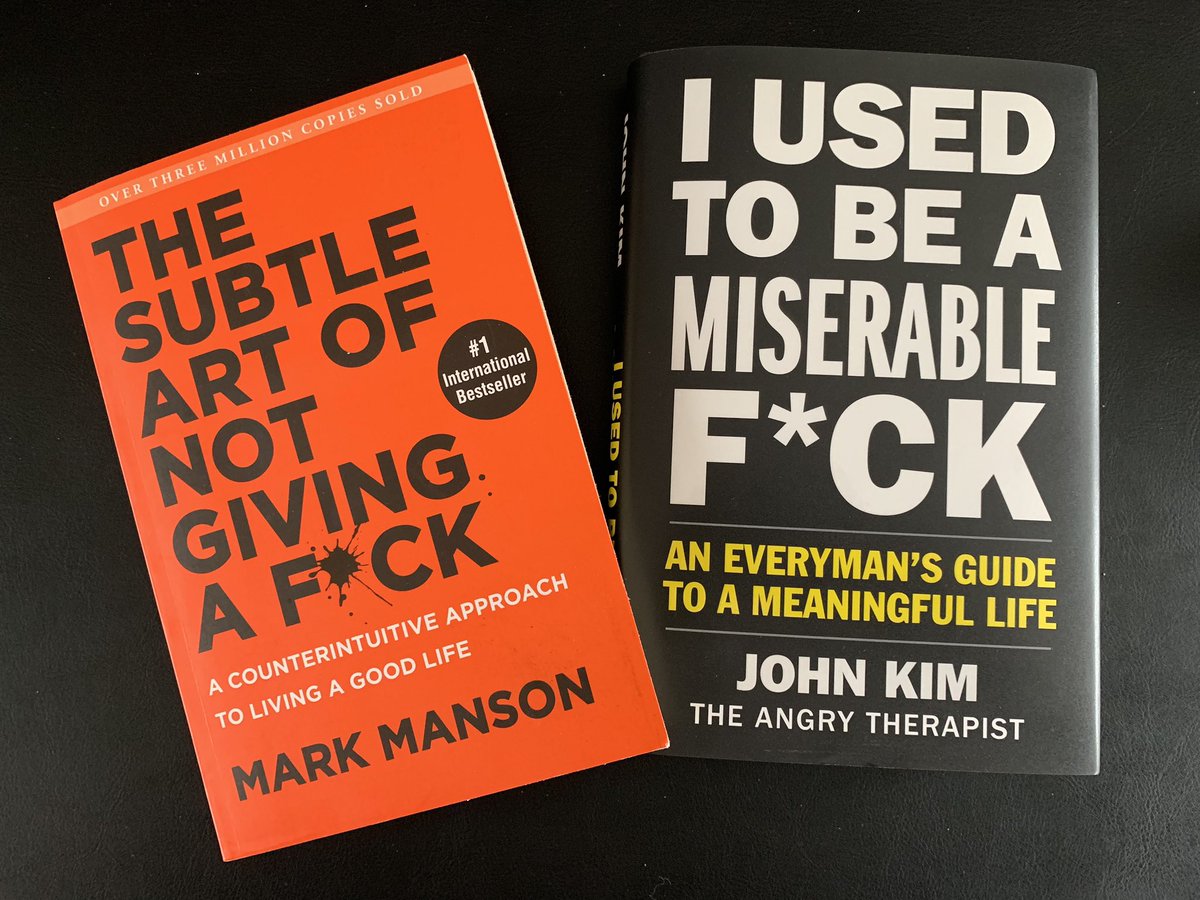 Which of these two presents I’ve been given do I start first, and should I read something into the fact that two different friends gave each to me?! #IDoGiveaFxxk @IAmMarkManson <a href="/angrytherapist/">John Kim</a>