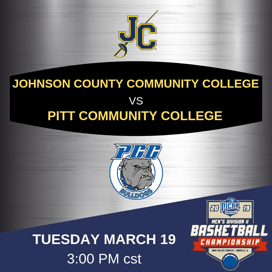 NJCAATournament's tweet photo. Don't miss the NJCAA Tourney tomorrow at 3PM CST:
#2 @JCCC_MBB
vs. #15 @PCCBasketball
Watch it on @NJCAA TV too. https://t.co/PAGKxAtDpU