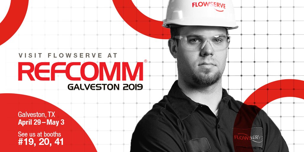 Flowserve's tweet image. We’re excited to discuss safety, technology and profitability at the #RefComm conference hosted by @RefiningComm! Will we see you in Galveston, TX, from April 29-May 3? hubs.ly/H0h18X00