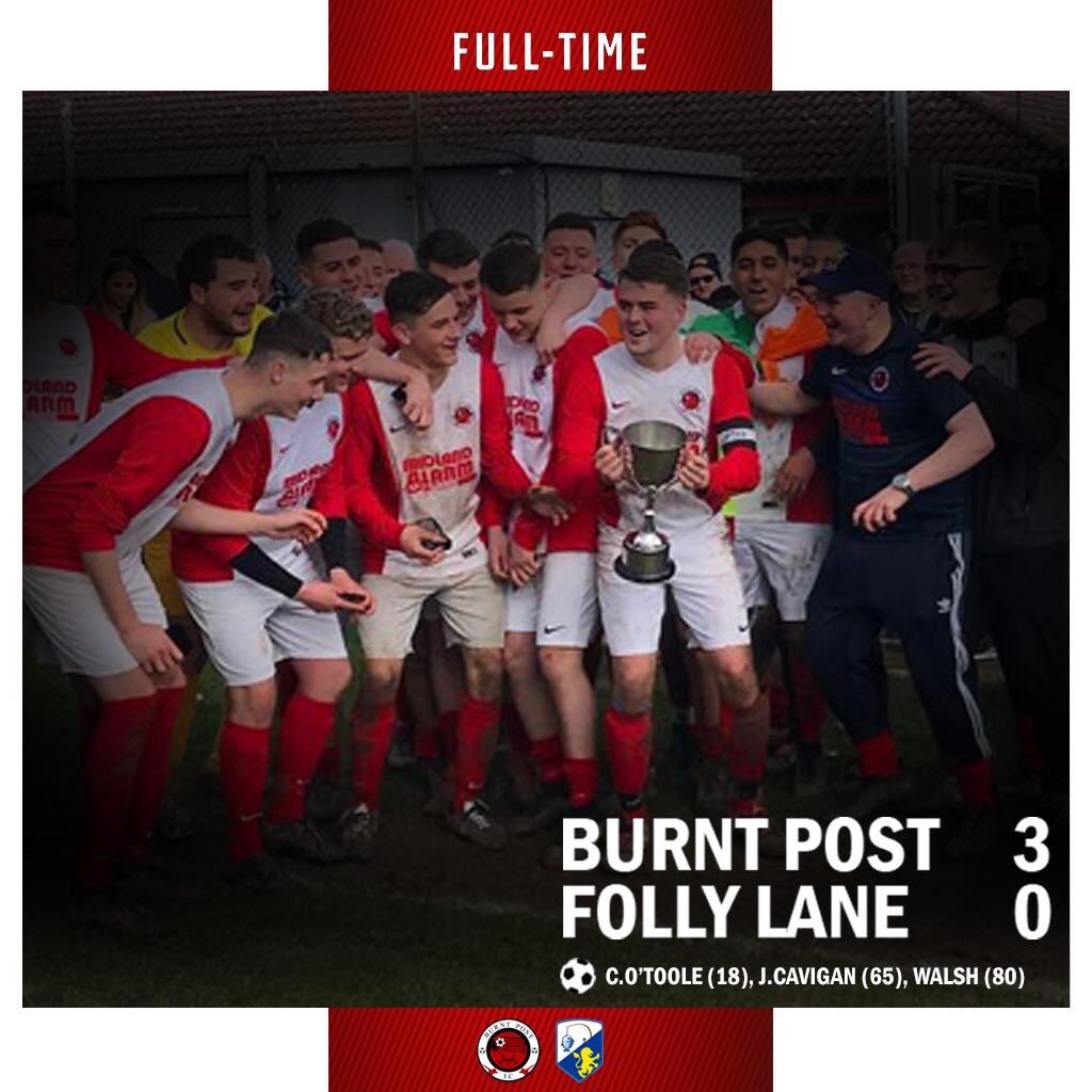 BurntPostFC's tweet photo. BANG💯

A comfortable victory against Folly Lane in the Les Dennis Final. Brilliant from every player from minute 1. 

Special mention to the fans who got behind the boys yesterday👏

Looking forward to seeing @folly_fc supporting us at the weekend. Meow👀

#TrebleOn #BPFC https://t.co/XUUxyP9CiU