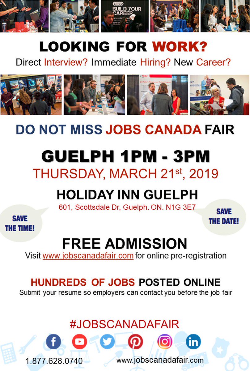 Come out to the Guelph Job Fair March 21st, 2019 and check out our wide range of career opportunities available with Capital Paving this coming construction season. #JOBSCANADAFAIR