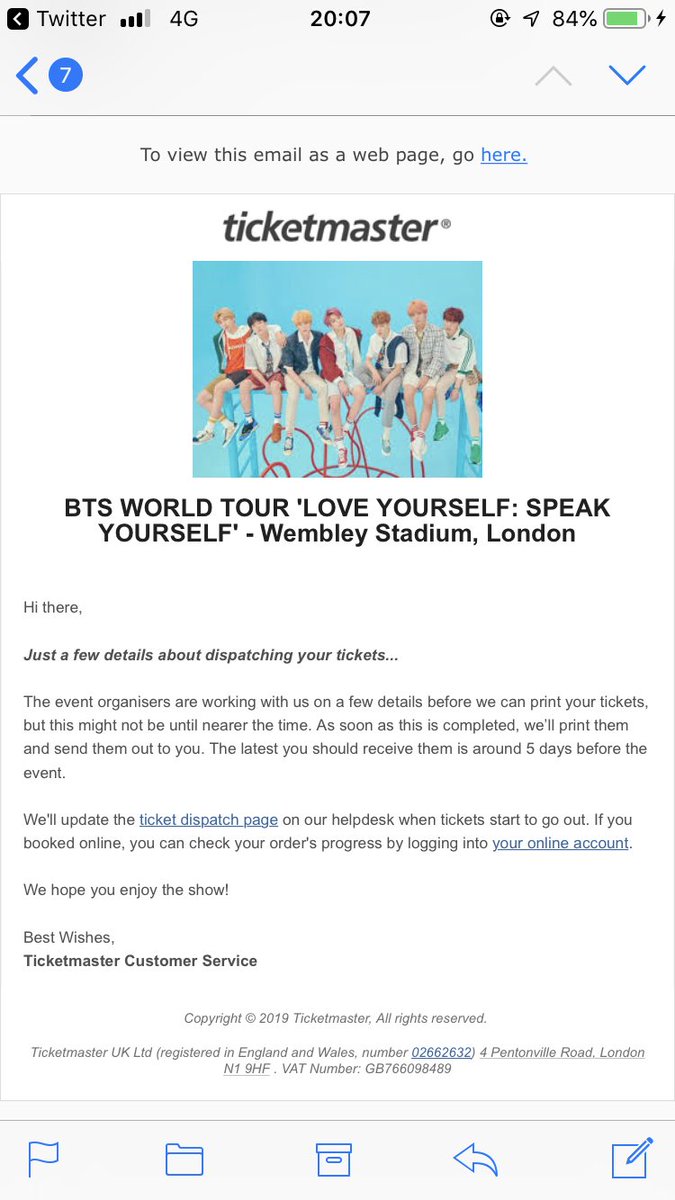 BTSTourLondon's tweet photo. According to Ticketmaster, the latest you should receive your tickets is up to 5 days before the concert!

@BTS_twt 
#BTSxWembley #BTSinLondonPt2 #BTS https://t.co/yprolSRVVM