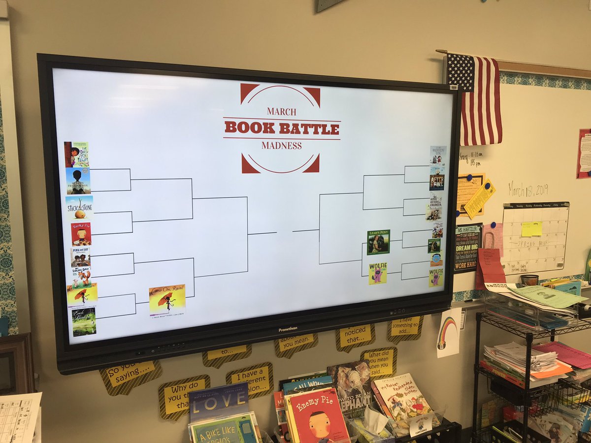 kyndrahartzler's tweet photo. March Madness: Book Battle going down in Room 820!! Which book will reign as champion of our read alouds this year! 🏀 📚 ❤️#WeHartReading #MarchMadness⁠ ⁠ #ExploreWells @CFISDWells @CFISD_ELAR2_5 @B00kQueen https://t.co/SefJU7FCCP