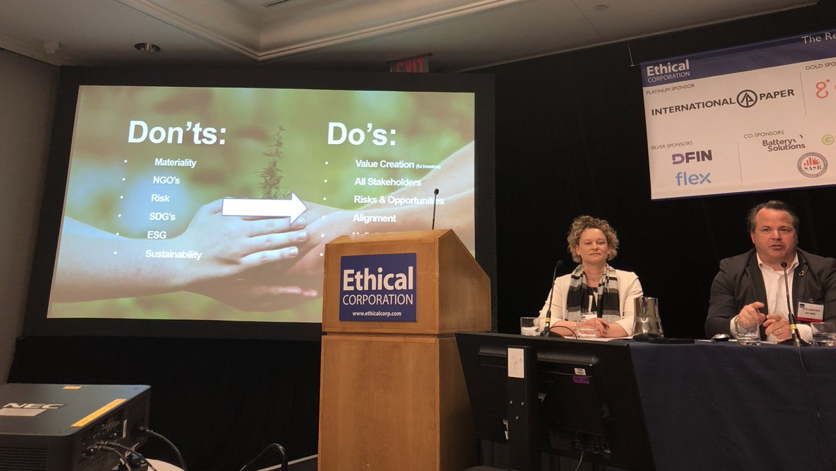 Panel #RBSNY on getting the right data - what do investors want? @t_krumpelman reinforces importance of connecting #ESG to strategy. One way is to ensure issues are included in annual reports (e.g. financial, management & risk) not only a standalone #sustainability report.