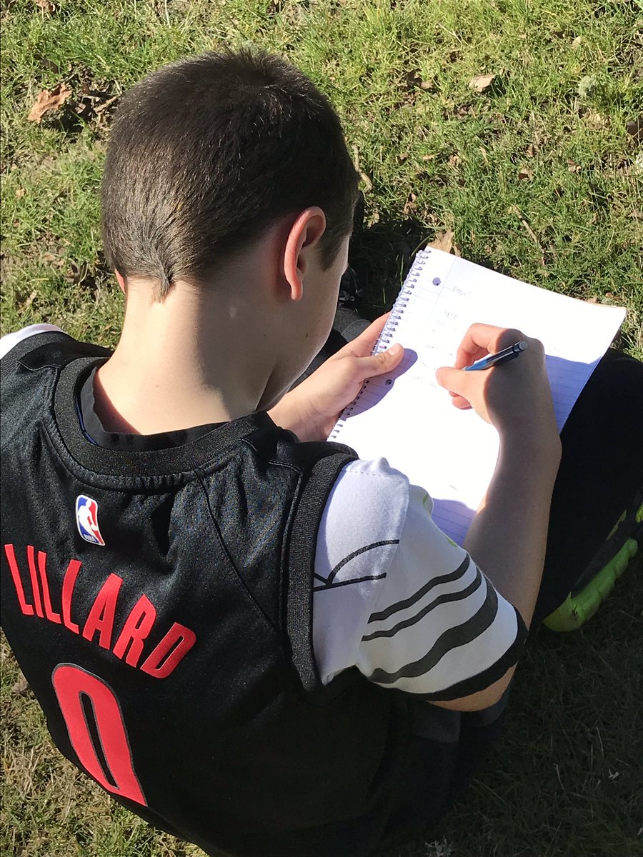 BigDogTeacher's tweet photo. Using amazing weather for language rich descriptive writing of something in nature #TeachInlay #BrainsEngaged #20ftaway #silent #lookthinkwrite https://t.co/8Nw3FT8nW2