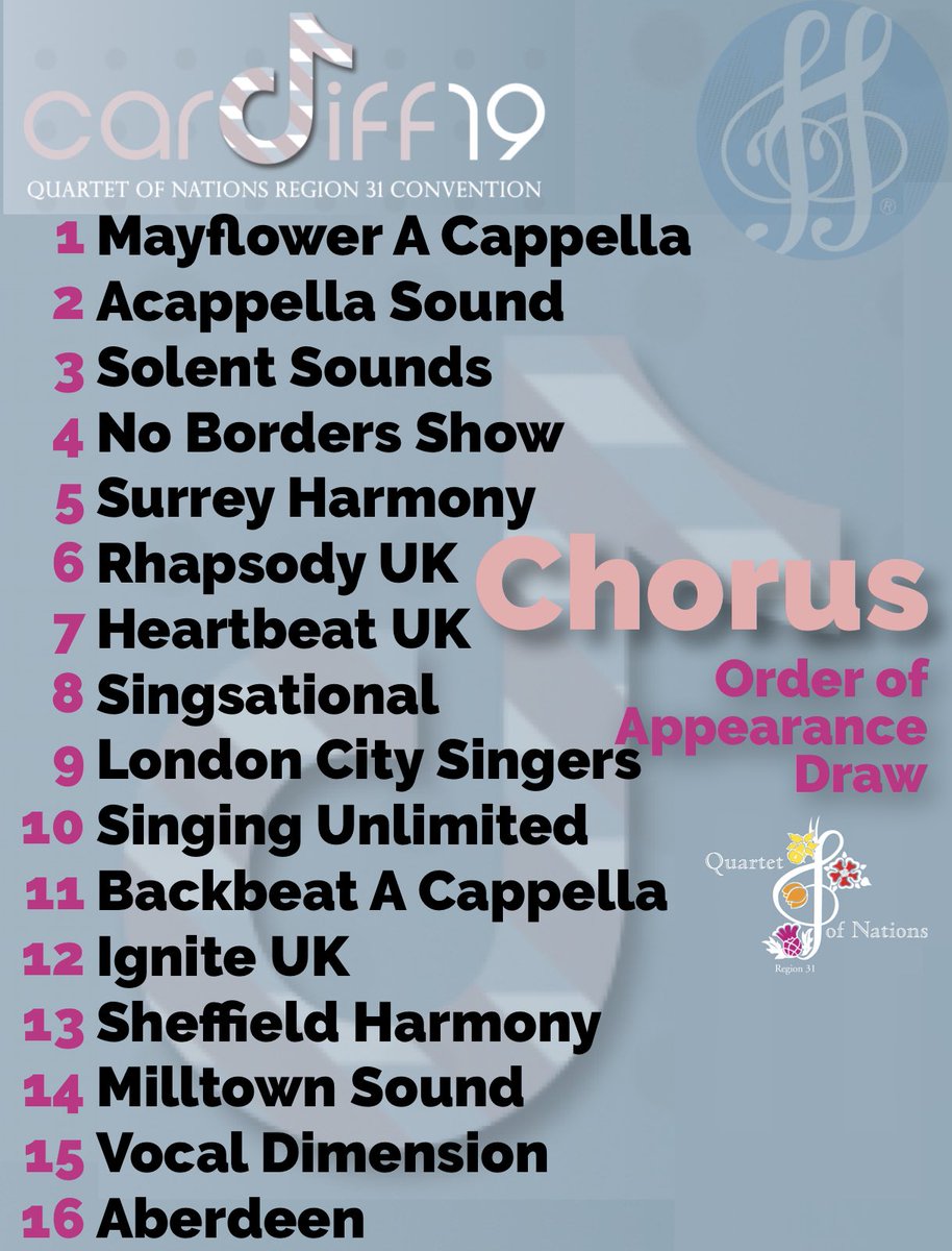 BarbershopUK_'s tweet photo. If you missed all the finer points of the @SAIRegion31 draws earlier... we’ve put all the details into these two photos for you to digest... so who’s happy with their draws? #sweetadelines 👍🏻💈🎉 https://t.co/k5ahqBxvq9