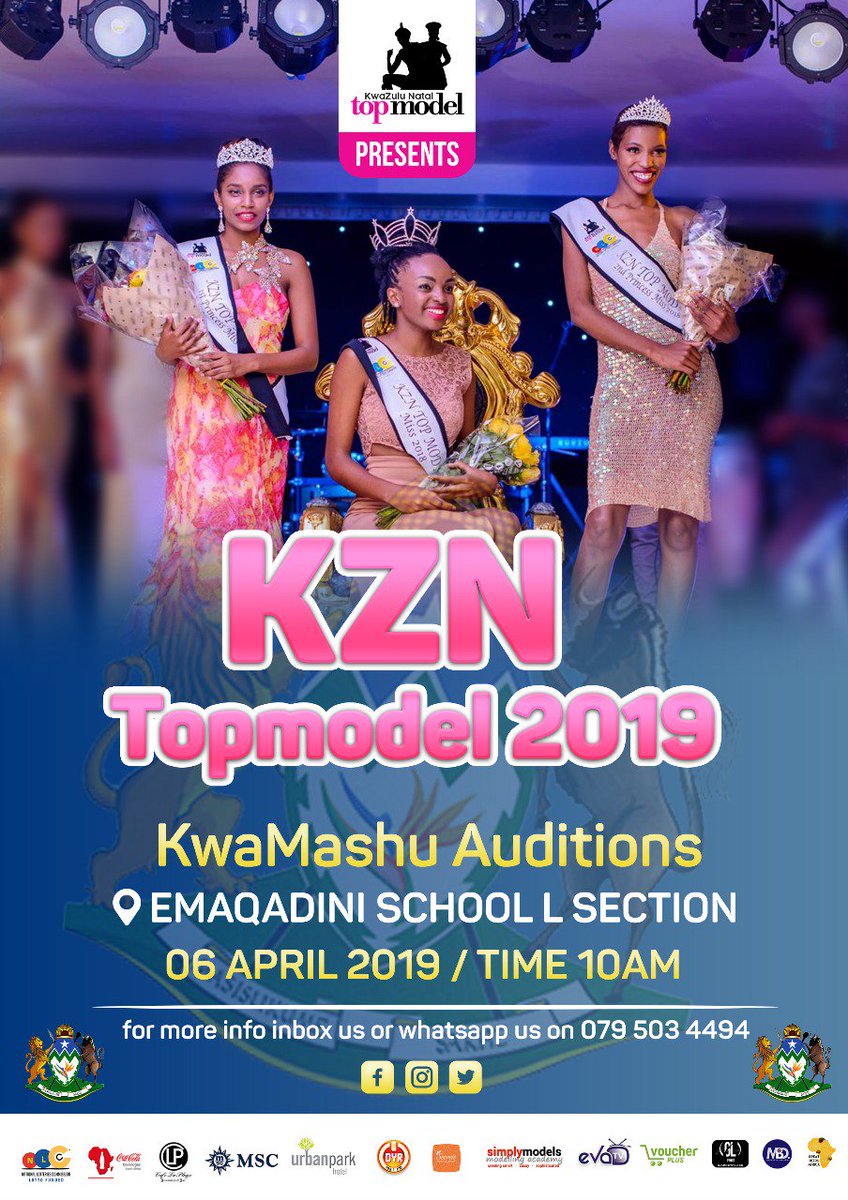KZNTMSA's tweet photo. Auditions are officially opened for KZN TOP MODEL 2019! #auditions #scouting #casting #search #talent #kzntalent #talent #satalent #modeling #fashion #fashiondesigners #charity #youth #community #rolemodelz #empowerement #development #kzn #southafrica #simplymodels #kzntopmodels https://t.co/41TW14D3TP