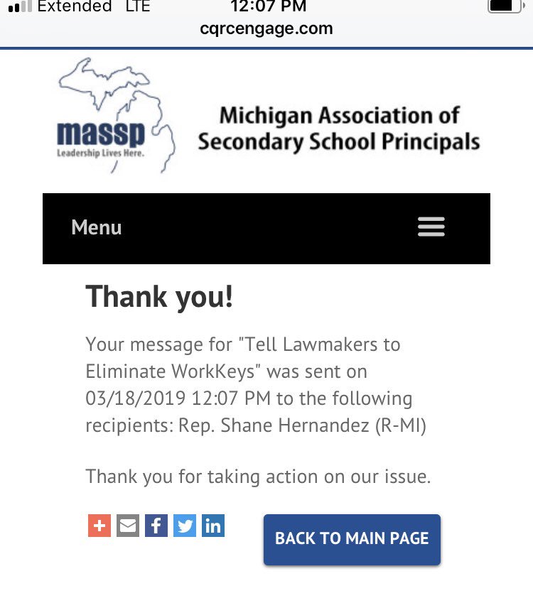 rcayce's tweet image. I just send my Representative an email advocating for the elimination of #WorkKeys- you can do the same! Tell Lawmakers to Eliminate WorkKeys: cqrcengage.com/massp/app/take…