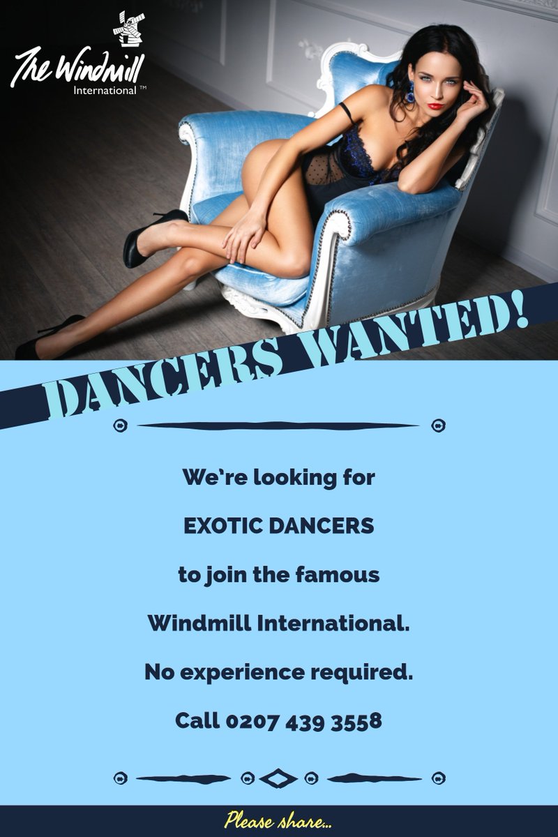 The famous <a href="/Windmill_Intl/">Windmill International</a> is looking for new dancers! Please share

#Dance #dancers #Jobs #JobVacancy #WindmillGirls #Pleaseshare #performer #exoticdancers