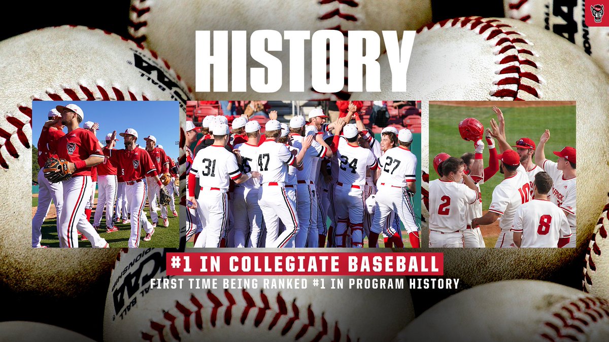 NCStateBaseball's tweet photo. 🚨 BREAKING NEWS 🚨

#Pack9 ranked #⃣1⃣ in this week's @CBNewspaper Poll, first time we've been the top-ranked team in a poll in program history 👏

🔗 - https://t.co/D8YbjuYPJd

#STATEment 💯✅ https://t.co/zHyEHxxdAM