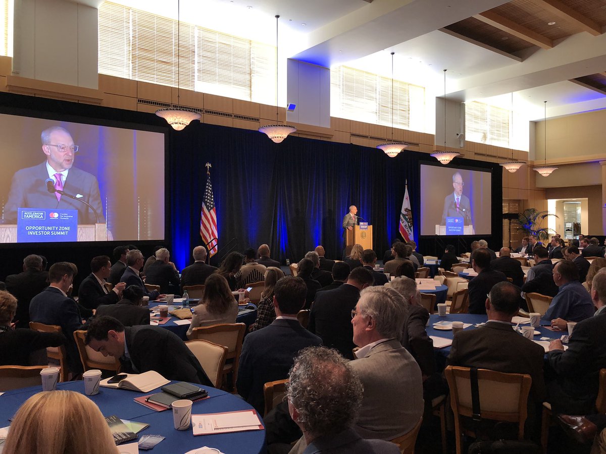 USAccelerate's tweet photo. #Acceleratorforamerica CEO @rickjacobs poses the central question of the day: How can we use #OpportunityZones to promote strategic, sustainable and inclusive economic growth? @USAccelerate @CNTR4growth #OZSummit https://t.co/TlTTCwaguL