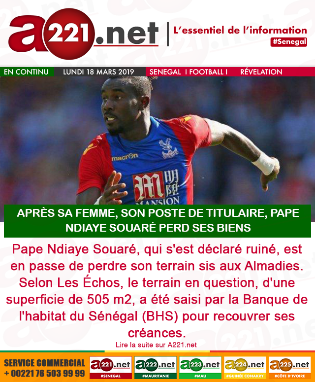 tweetA221's tweet photo. L'essentiel de l'info sur https://t.co/jmfuDYWUPm
https://t.co/eKM2sS1X9R
#Dakar #Mali #CoteDivoire #Mauritanie #Gambie #Guinée #Afrique
#Actu221 
#Football
#PapeNdiayeSouaré
#Ruiné https://t.co/JUVGzAlvDr