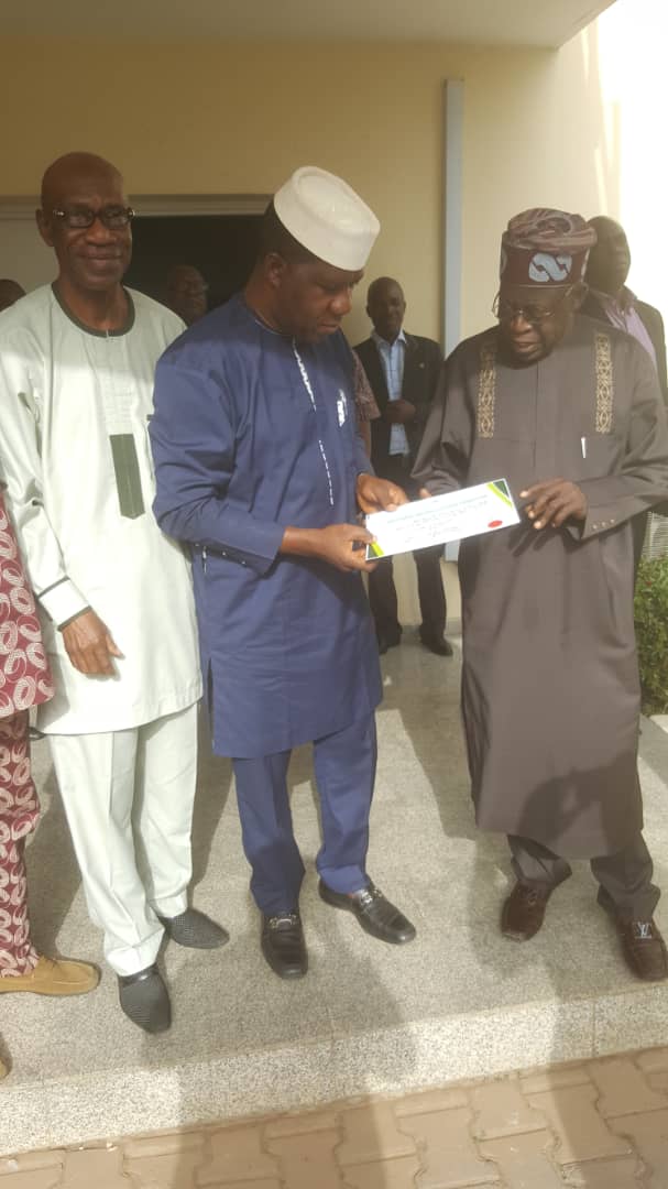 oyedurojaiye's tweet image. PhotoNews: Hon. Michael Opeyemi Bamidele (M.O.B), Senator-elect, Ekiti Central presenting his Certificate of Return to his father, mentor, boss and friend, Asiwaju Bola Ahmed Tinubu today (Monday 18th March, 2019) in his residence at Asokoro, Abuja. #thankyouekiticentral