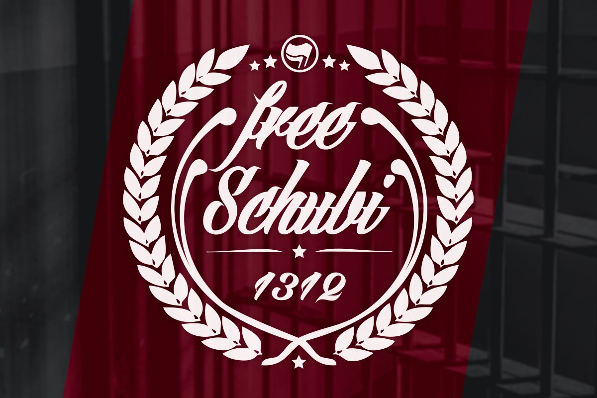 AntifaLuebeck's tweet photo. Tag der politischen Gefangenen: Freiheit für Schubi! Zeigen wir Schubi drinnen, dass er draußen auf uns zählen kann. Halte durch, mein Freund! #FreeSchubi: Einer von uns, einer von euch. Infos: https://t.co/boiYyU6Cee #Repression #RoteHilfe #18März https://t.co/Unp0eXKXOe